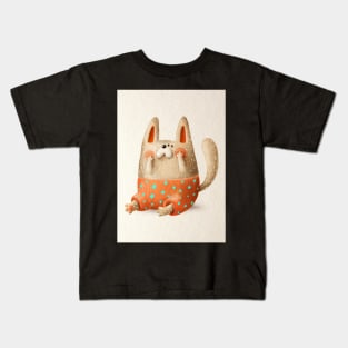 Cute shy cat in shorts Kids T-Shirt